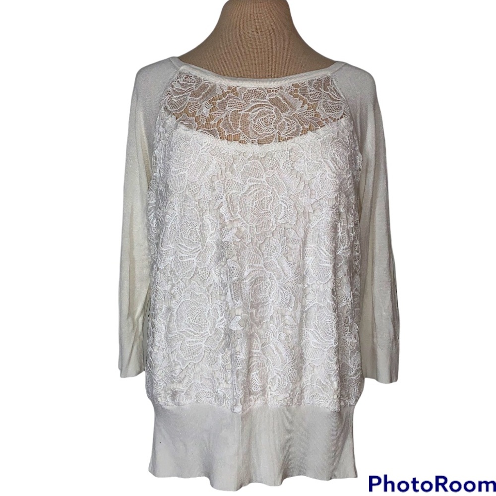 White House Black Market crochet front top